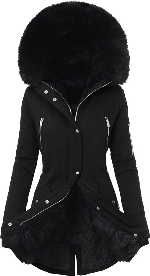black fur lined parka womens