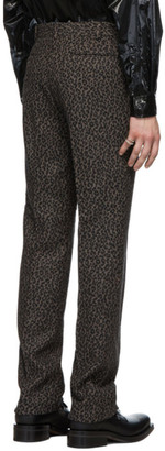 John Lawrence Sullivan Grey Leopard Flannel Straight Trousers