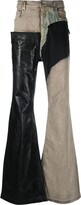 Asymmetric Patchwork Flared Jeans 