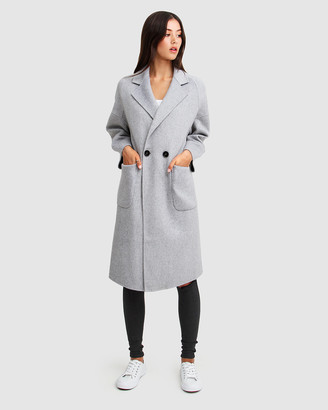 Belle & Bloom Women's Grey Coats - Publisher Double-Breasted Wool Blend Coat