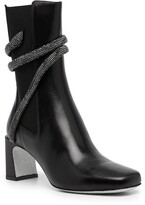 Thumbnail for your product : Rene Caovilla Snake-Embellished Leather Ankle Boots