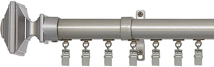Achim Innovative Oxford 36 in. - 66 in. Adjustable 1 in. Traverse Curtain Rod in Matte Silver Oxford Finials