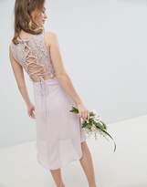 Thumbnail for your product : TFNC Petite Lace Up Back Midi Bridesmaid Dress