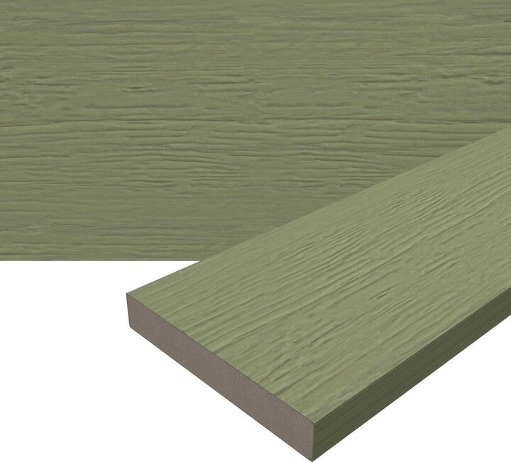 NewTechWood Cortes Plus 0.88 in. x 5.43 in. x 1 ft. Rustic and Wood Grain Irish Green Composite Decking Board SAMPLE