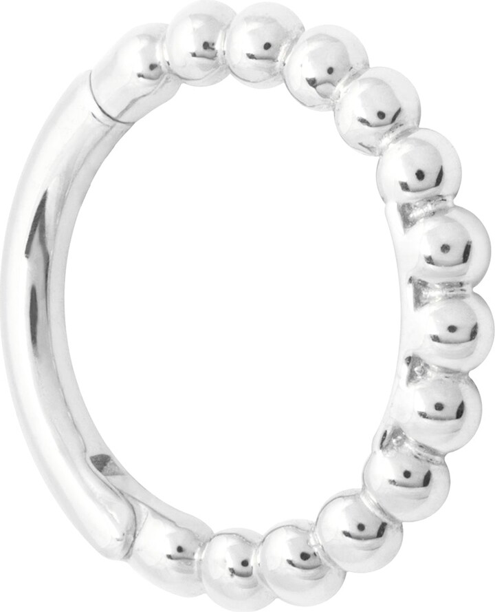Astrid & Miyu Solid White Gold Beaded Piercing Hoop ShopStyle Earrings