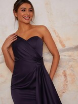 Thumbnail for your product : Chi Chi London One Shoulder Satin Maxi Dress - Navy