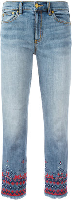 Tory Burch embroidered cropped jeans