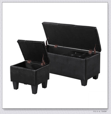 Large Storage Ottoman Bench Set, 3 in 1 Combination Ottoman, Tufted Ottoman Linen Bench