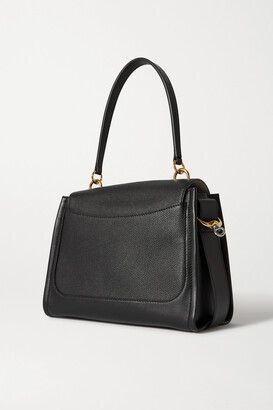 Chloé Tess Day Small Smooth And Textured-leather Shoulder Bag - Black