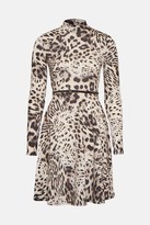 Thumbnail for your product : Karen Millen Snow Leopard Printed Jersey Funnel Neck Dress