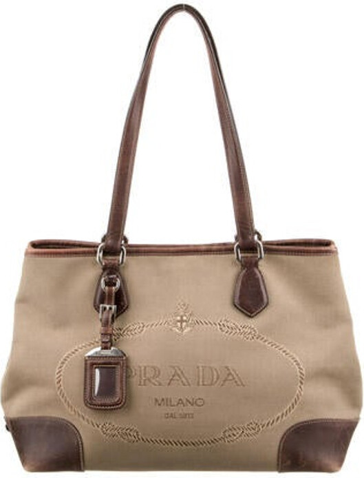 Prada Logo Jacquard Canapa Tote ShopStyle