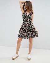 Thumbnail for your product : QED London Printed Wrap Front Skater Dress
