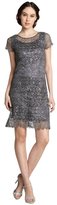 Thumbnail for your product : Marina gunmetal sequined stretch lace cap sleeve dress