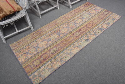 Bungalow Rose Vintage Turkish Patchwork Rug in Sky Blue for Entryway and Home Decor with Anatolian Motifs