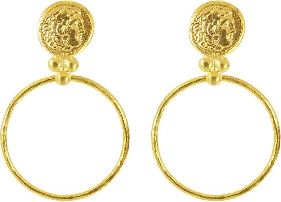 Ottoman Hands Myia Coin Front Hoop Earrings