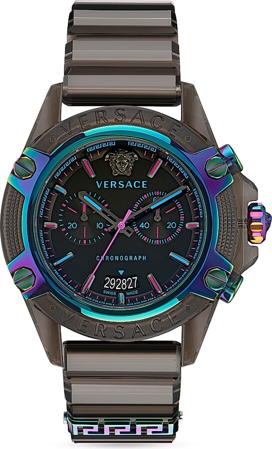 Men's Icon Active Silicone Chronograph Watch/44MM - Black