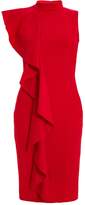 Thumbnail for your product : Quiz Red Crepe High Neck Ruffle Midi Dress