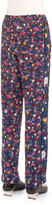 Thumbnail for your product : Kenzo Small Tanami Flower Silk Straight-Leg Pants, Peacock