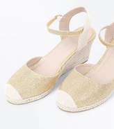 Thumbnail for your product : New Look Gold Glitter Ankle Strap Espadrille Wedges