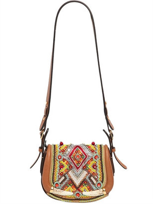 Roberto Cavalli Small Embroidered Leather Bag W/ Horns