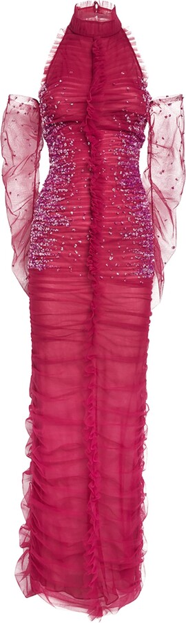 Sandra Mansour Tulle Embellished Amaryllis Gown