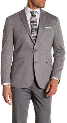 Kenneth Cole Reaction Gray Marled Knit Two Button Notch Lapel Trim Fit Sportcoat