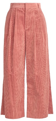 Muveil Wide-leg cropped cotton-corduroy trousers