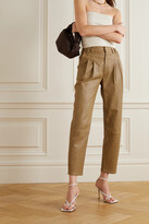 Thumbnail for your product : Sprwmn Pleated Leather Tapered Pants - Neutrals