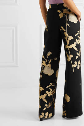 Dries Van Noten Metallic Floral-jacquard Wide-leg Pants - Black