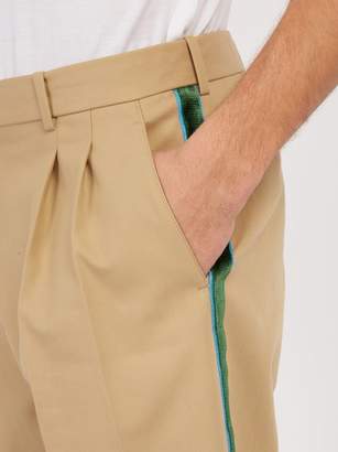 Calvin Klein Velvet Side Stripe Cotton Twill Trousers - Mens - Beige