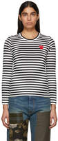 Thumbnail for your product : Comme des Garcons Play Play Black and White Striped Heart Patch T-Shirt