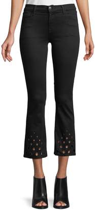 J Brand Selena Mid-Rise Crop Boot Jeans w/ Cutout Detail