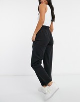 Thumbnail for your product : ASOS Petite DESIGN Petite straight leg jogger with deep waistband and pintuck in organic black