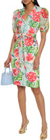 Thumbnail for your product : Badgley Mischka Belted Georgette-paneled Floral-print Scuba Dress