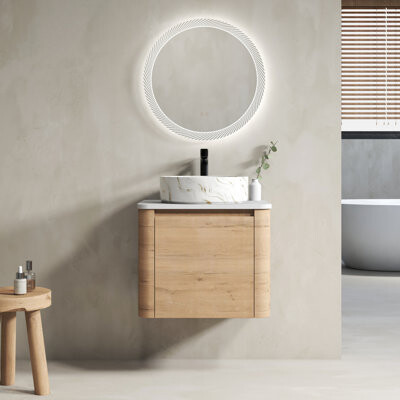 Wateday 24'' Wall-Mounted Bathroom Vanity with Ceramic Art Sink and Soft-Close Door, Space-Saving and Stylish Design