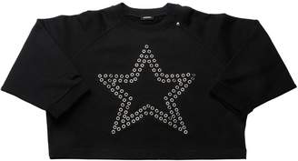 Diesel Kids Eyelet Star Cropped Cotton Sweatshirt