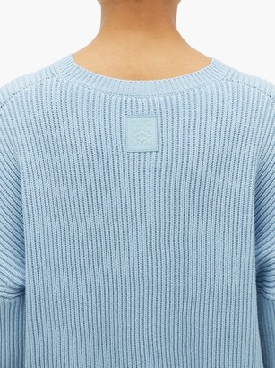 Loewe Dropped-shoulder Ribbed Cotton Sweater - Light Blue