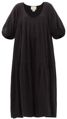 Anaak Nina Tiered Crinkled-cotton Maxi Dress - Black