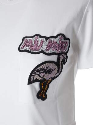 Miu Miu Flamingo Embroidered T-shirt
