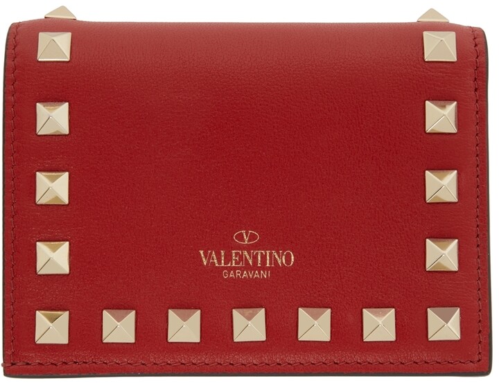 Valentino Garavani Red Rockstud Flat French Wallet - ShopStyle