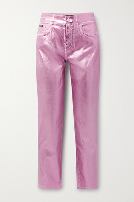 Dolce & Gabbana - Metallic Coated High-rise Straight-leg Jeans - Pink