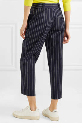Acne Studios Cropped Pinstriped Wool And Cotton-blend Straight-leg Pants - Navy