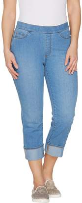Susan Graver Stretch Denim Pull-On Cuffed Crop Pants - Regular