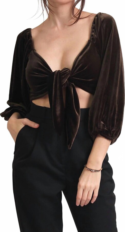 Olivaceous Hudson 3/4 Sleeve V-Neck Top In Olive