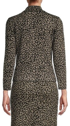 Elie Tahari Metallic Leopard-Pattern Sweater