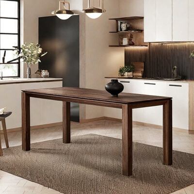 Sleek Surface Designs The dining table is simple and thick rectangular
