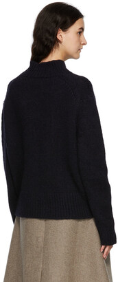 Studio Nicholson Navy Knit Alpaca Kelvin V-Neck Sweater - ShopStyle