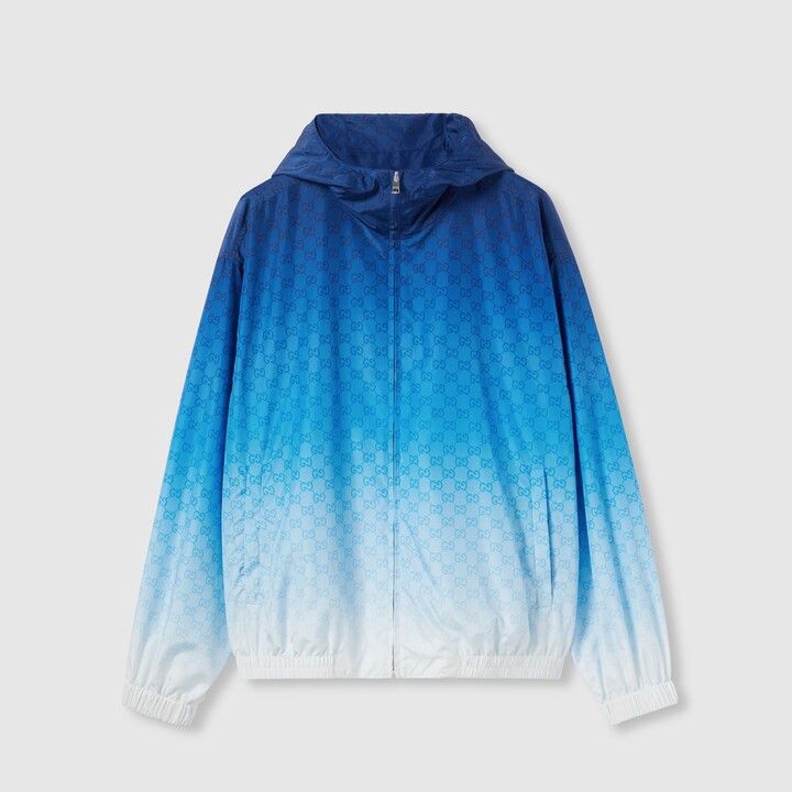 Printed technical poplin zip jacket