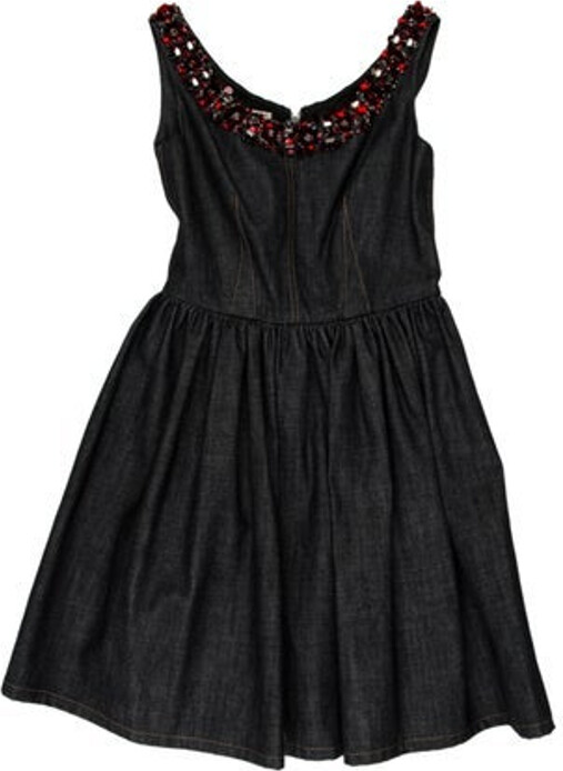 Miu Miu Tent Dress From the 2013 Collection by Miuccia Prada Blue Sequin & Crystal Accents Sleeveless with Cowl Neck Exposed Zip Closure at Back Designer