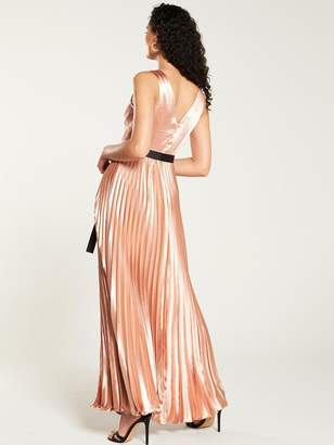 Very Satin Pleated Maxi Dress - Rose Gold